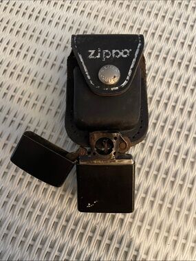 Zippo Black Leather Belt Pouch Case